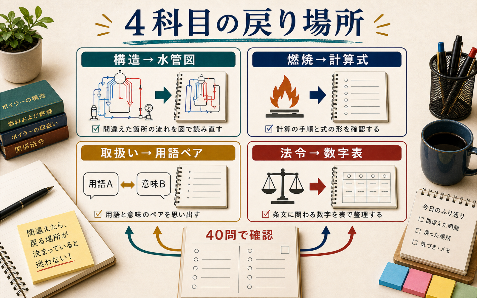 一級ボイラー技士 勉強法｜4科目を水管図・計算式・法令数字で組む (2026年版) の挿絵 2