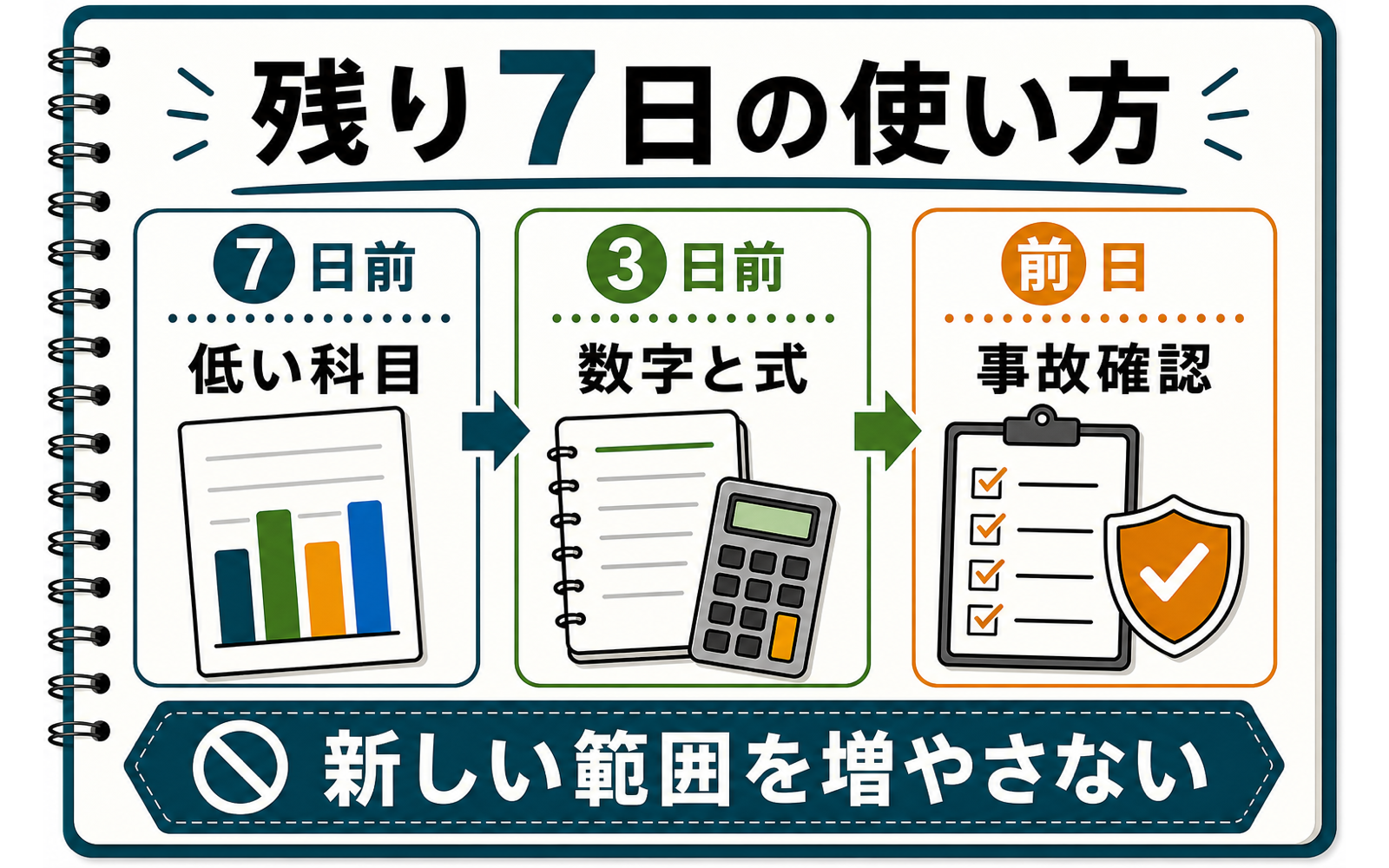 一級ボイラー技士 直前総まとめ｜7日・3日・前日で戻る範囲と捨てる範囲を決める (2026年版) の挿絵 1