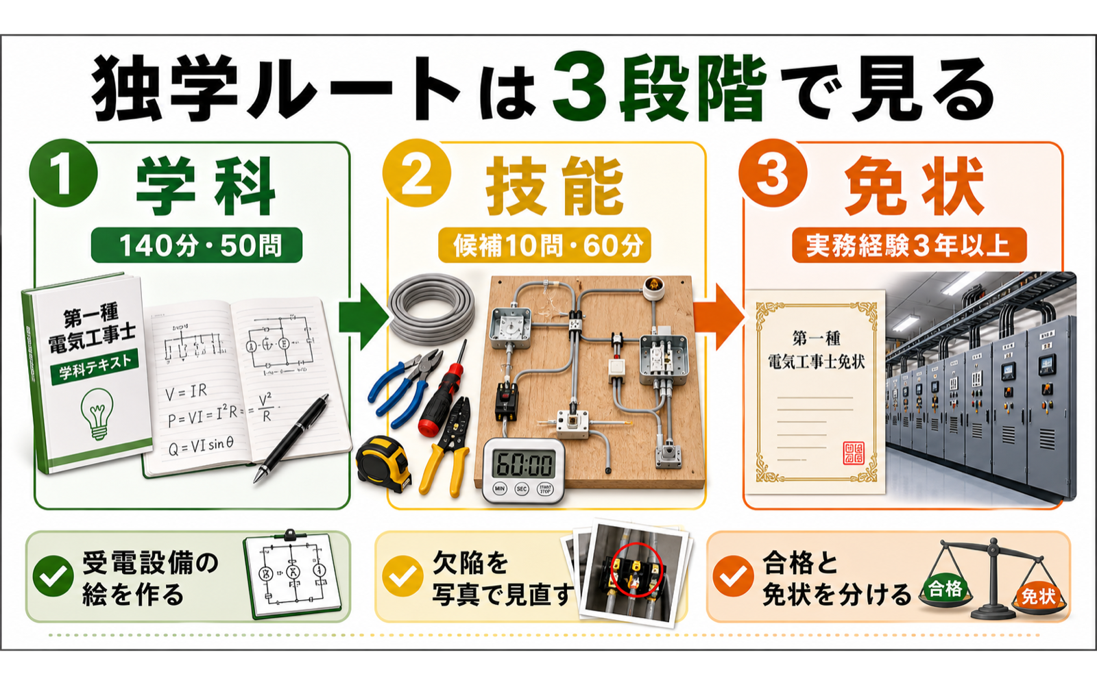第一種電気工事士 独学合格の現実｜学科・技能・免状までの進め方 (2026年版) の挿絵 2
