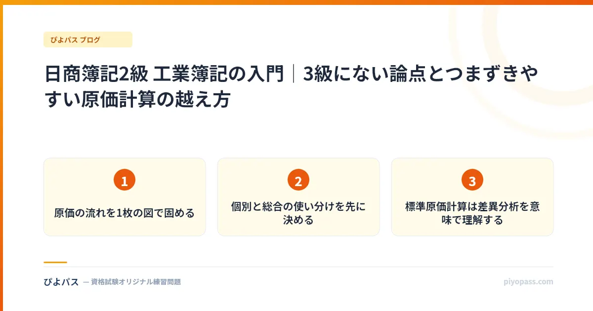 日商簿記2級 工業簿記の入門｜3級にない論点とつまずきやすい原価計算の越え方