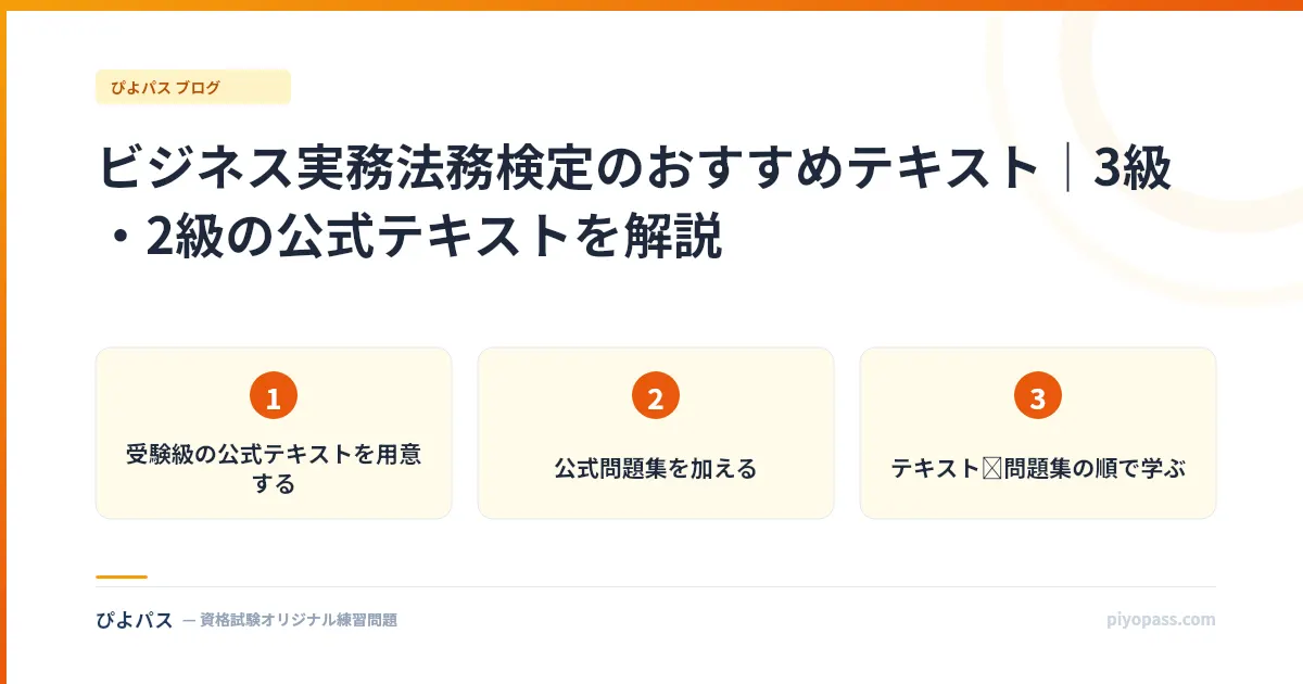 ビジネス実務法務検定のおすすめテキスト｜3級・2級の公式テキストを解説