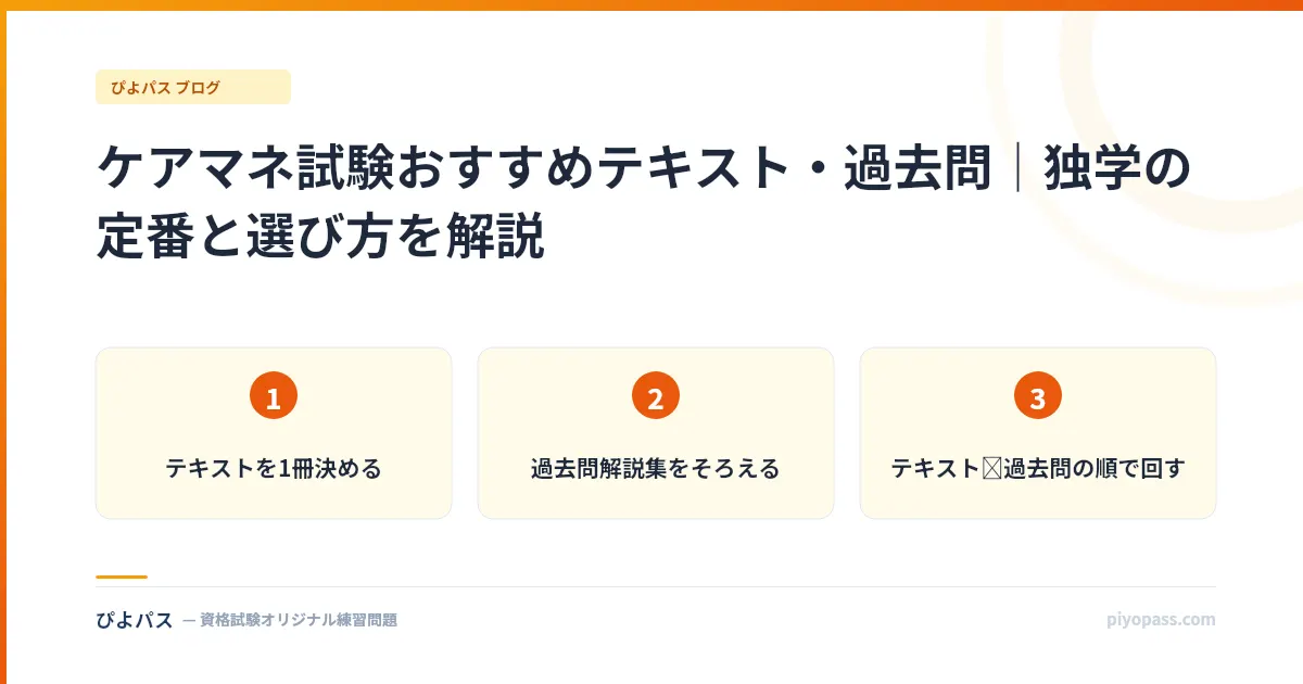 ケアマネ試験おすすめテキスト・過去問｜独学の定番と選び方を解説