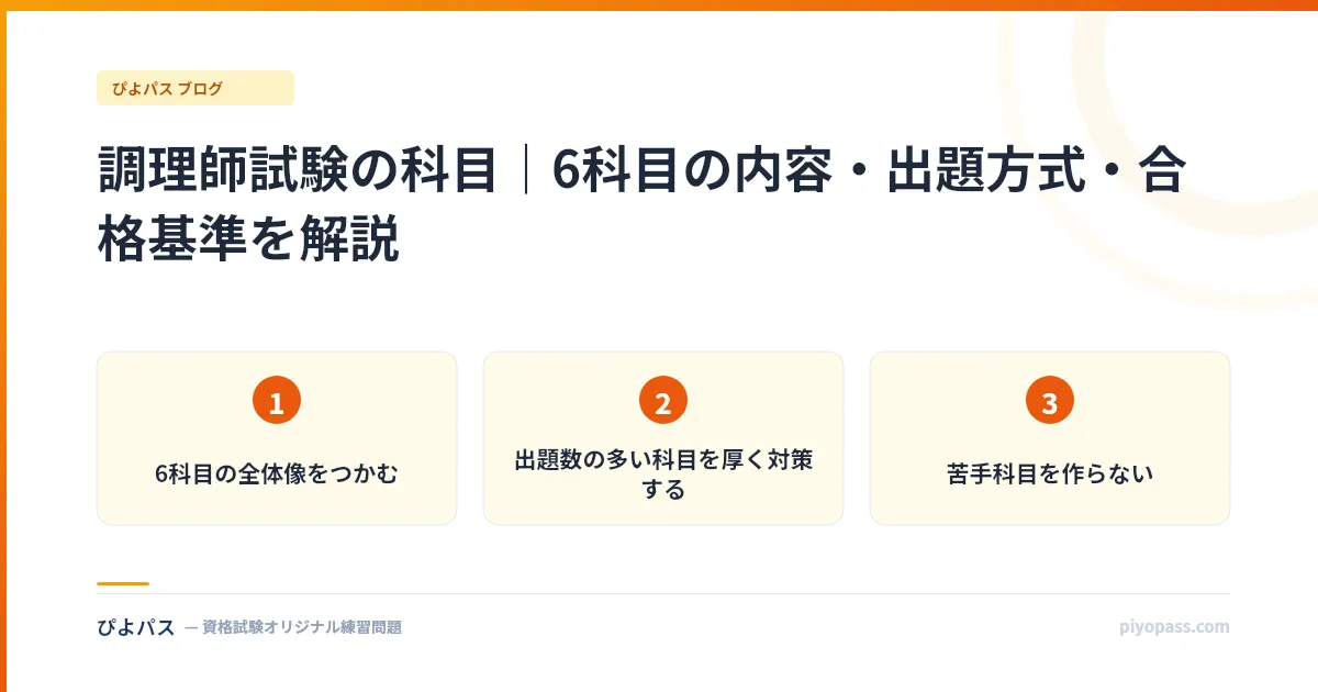 調理師試験の科目｜6科目の内容・出題方式・合格基準を解説
