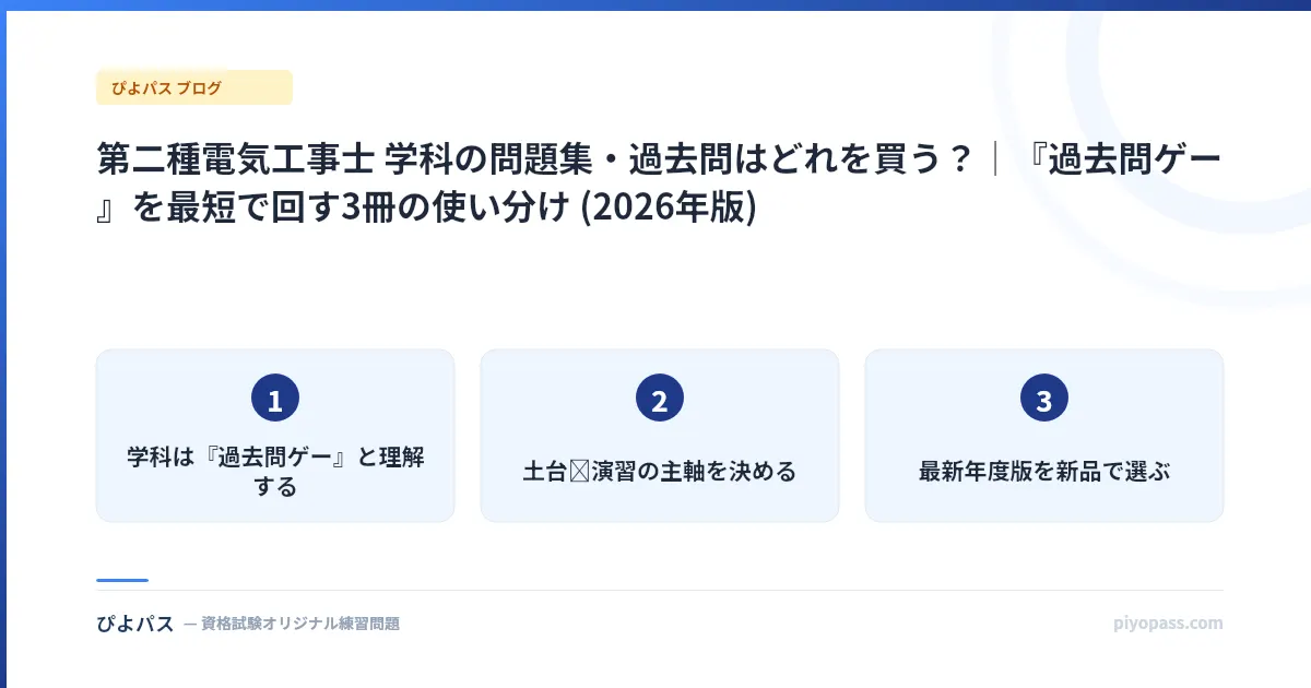 第二種電気工事士 学科の問題集・過去問はどれを買う?|『過去問ゲー』を最短で回す3冊の使い分け (2026年版)