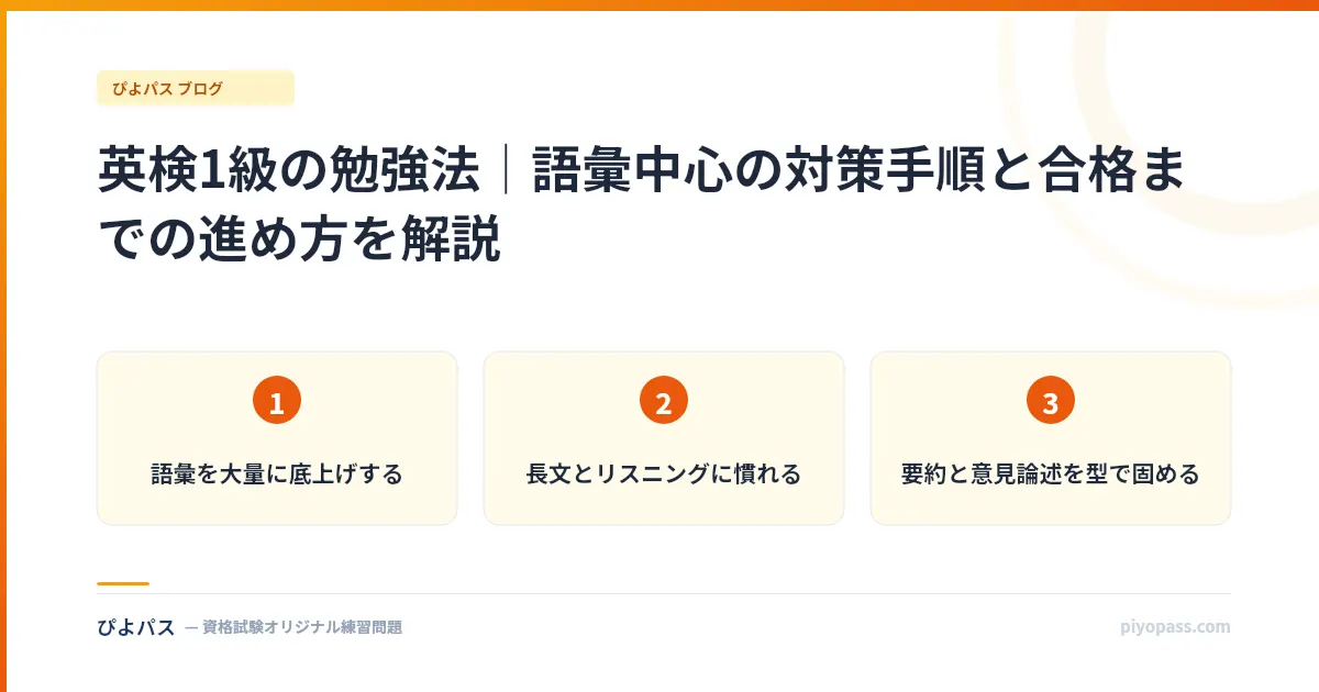 英検1級の勉強法｜語彙中心の対策手順と合格までの進め方を解説