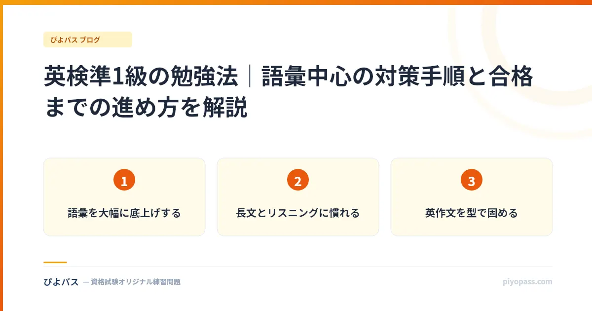 英検準1級の勉強法｜語彙中心の対策手順と合格までの進め方を解説