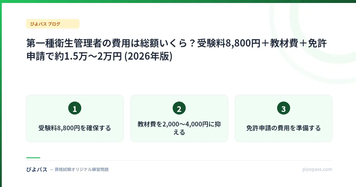 第一種衛生管理者の費用は総額いくら？受験料8,800円＋教材費＋免許申請で約1.5万〜2万円 (2026年版)