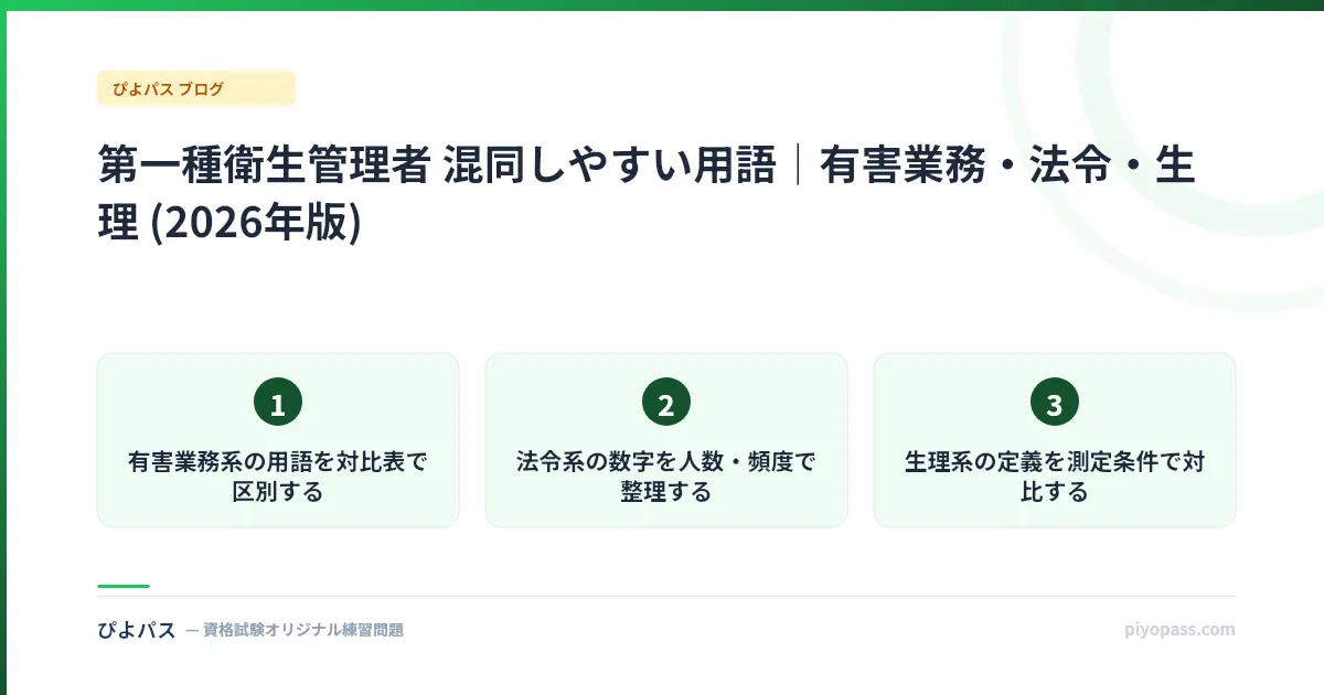 第一種衛生管理者 混同しやすい用語|有害業務・法令・生理 (2026年版)