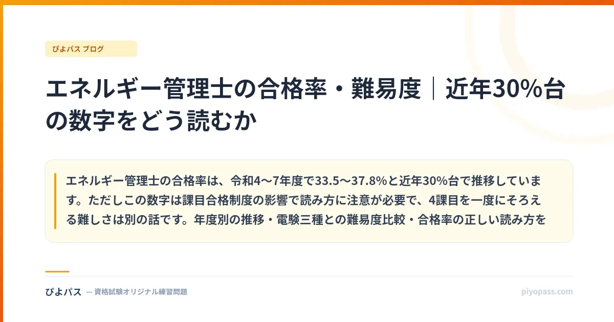 エネルギー管理士の合格率・難易度｜近年30%台の数字をどう読むか