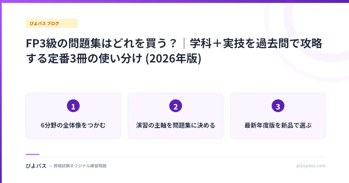 FP3級の問題集はどれを買う？｜学科＋実技を過去問で攻略する定番3冊の使い分け (2026年版)