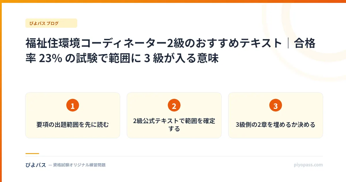 福祉住環境コーディネーター2級のおすすめテキスト｜合格率 23% の試験で範囲に 3 級が入る意味