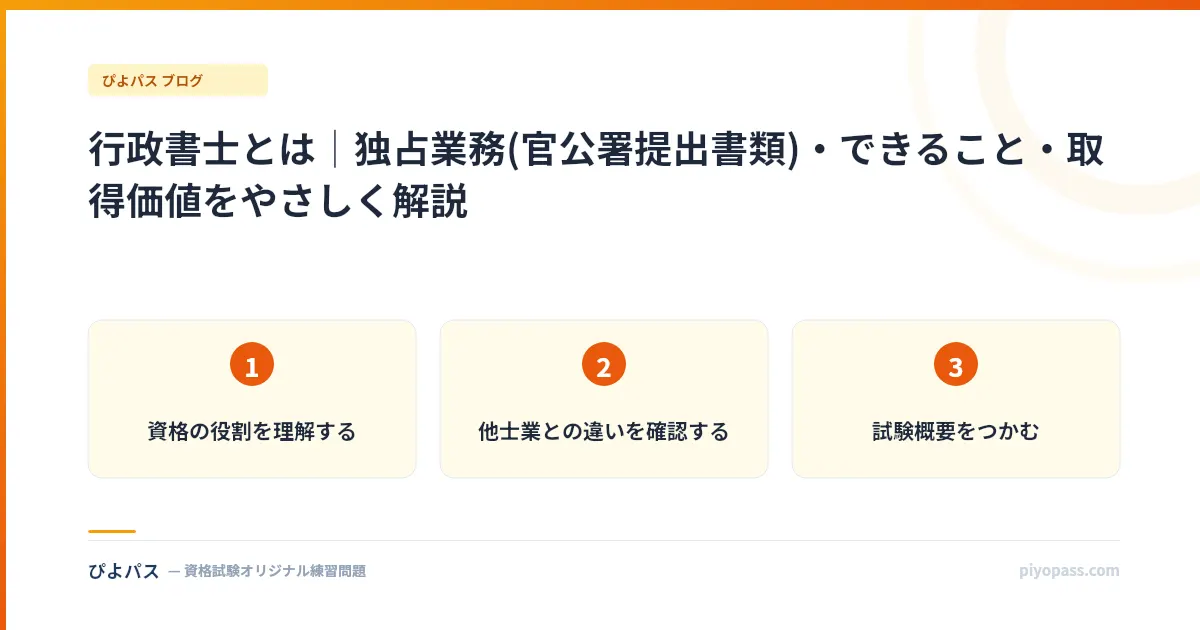 行政書士とは｜独占業務(官公署提出書類)・できること・取得価値をやさしく解説