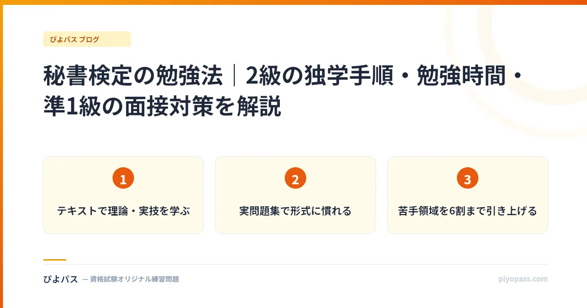 秘書検定の勉強法｜2級の独学手順・勉強時間・準1級の面接対策を解説