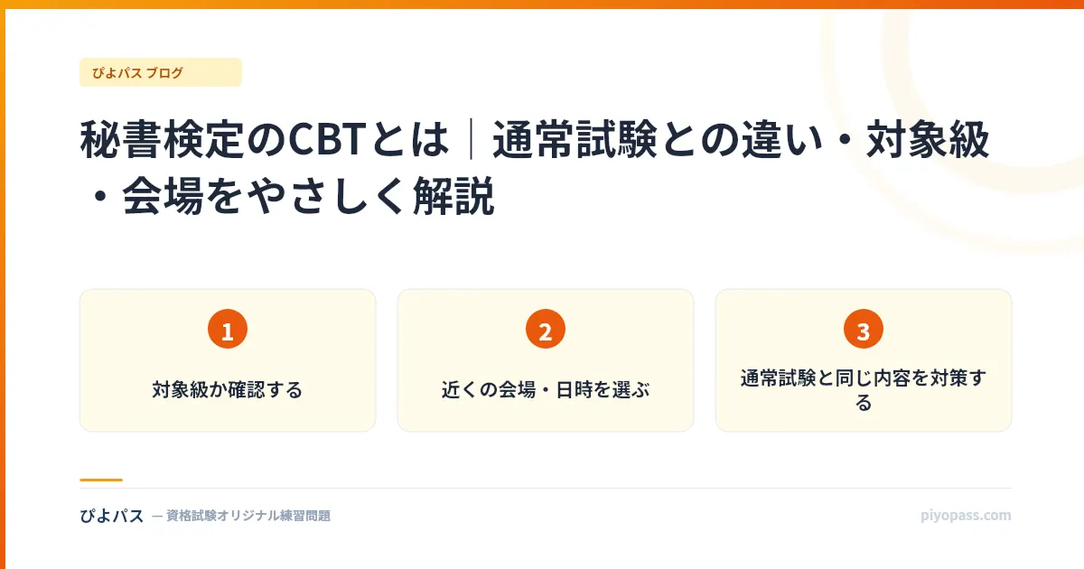 秘書検定のCBTとは｜通常試験との違い・対象級・会場をやさしく解説