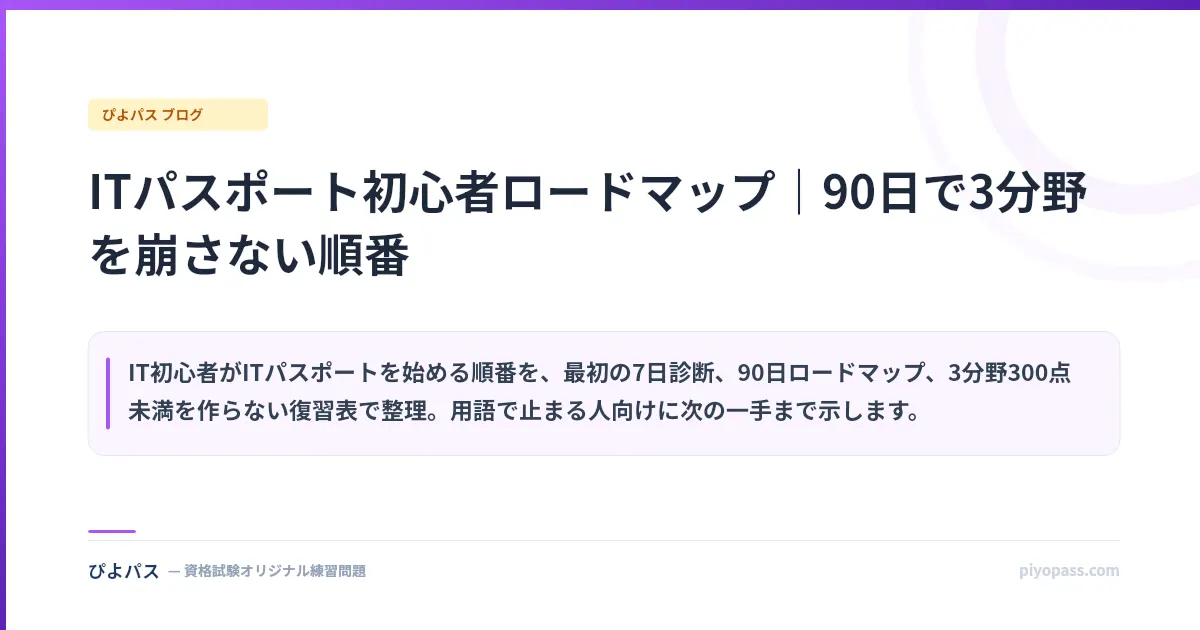 ITパスポート初心者ロードマップ｜90日で3分野を崩さない順番