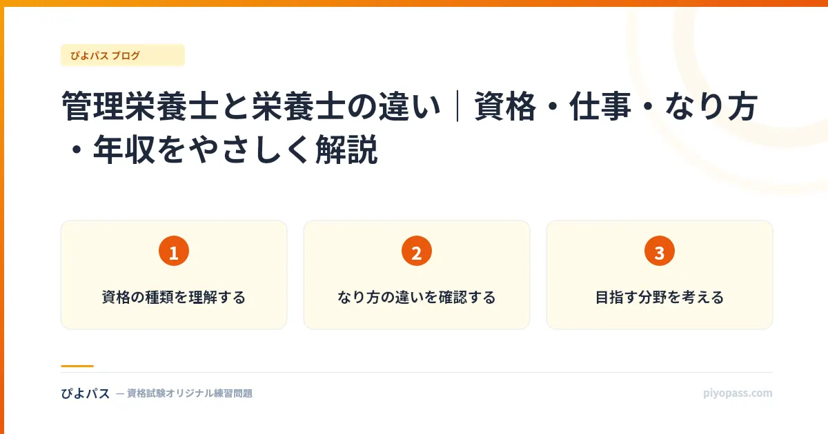 管理栄養士と栄養士の違い｜資格・仕事・なり方・年収をやさしく解説