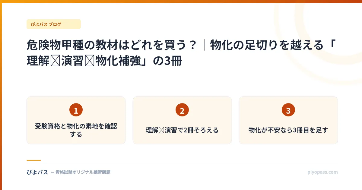 危険物甲種の教材はどれを買う？｜物化の足切りを越える「理解→演習→物化補強」の3冊