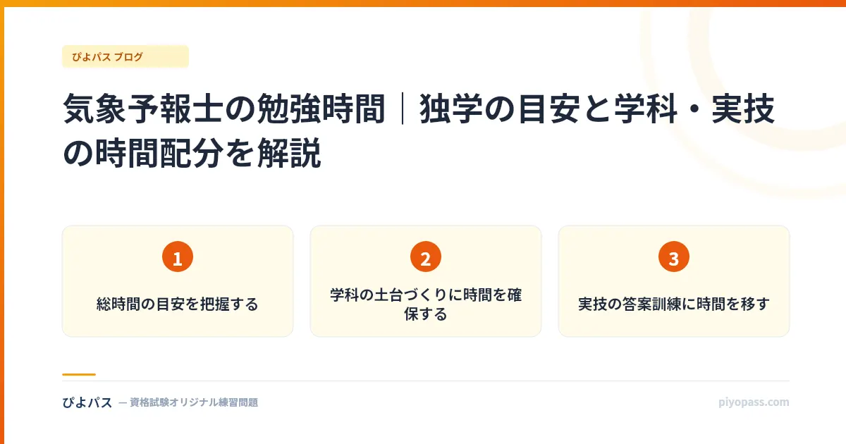 気象予報士の勉強時間｜独学の目安と学科・実技の時間配分を解説