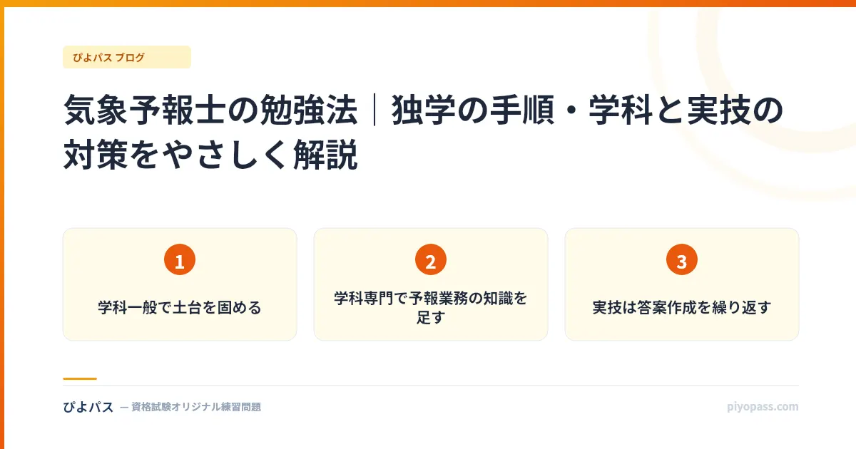 気象予報士の勉強法｜独学の手順・学科と実技の対策をやさしく解説