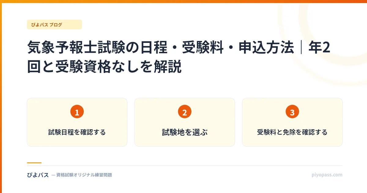 気象予報士試験の日程・受験料・申込方法｜年2回と受験資格なしを解説