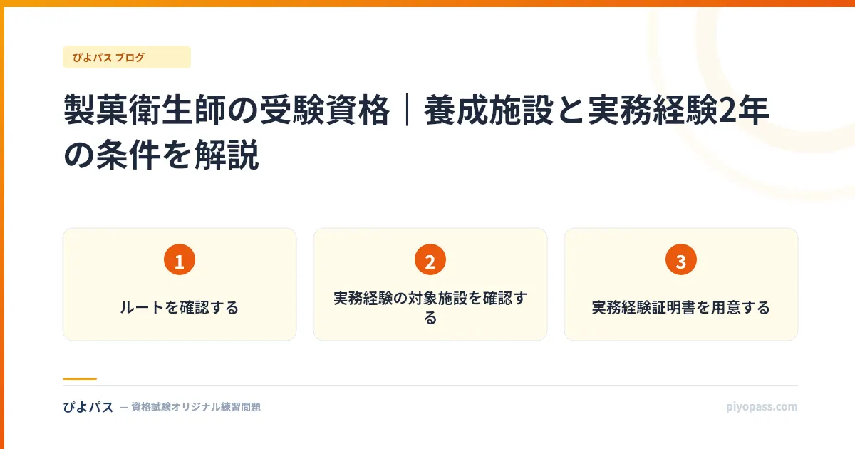 製菓衛生師の受験資格｜養成施設と実務経験2年の条件を解説