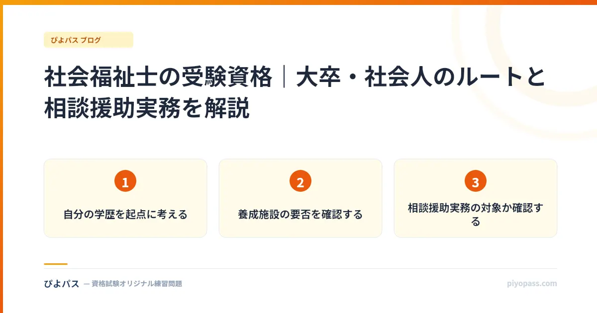 社会福祉士の受験資格|大卒・社会人のルートと相談援助実務を解説