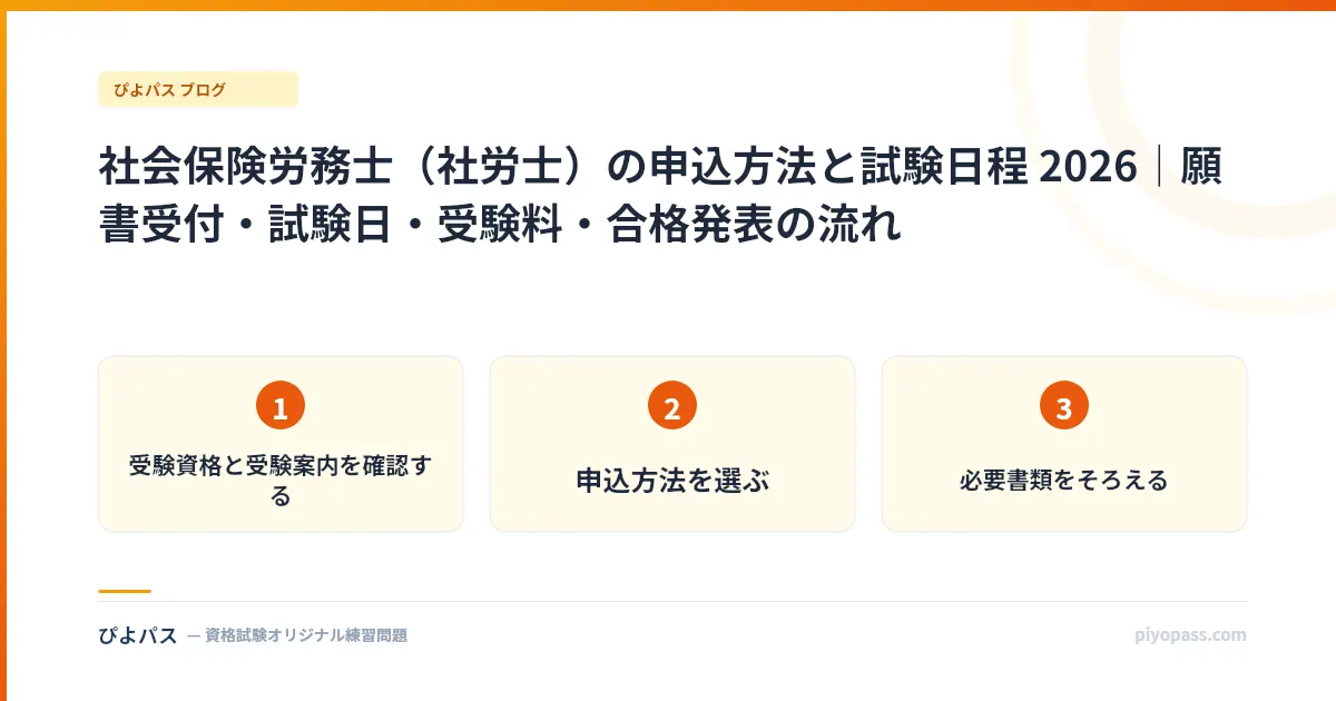社会保険労務士（社労士）の申込方法と試験日程 2026｜願書受付・試験日・受験料・合格発表の流れ