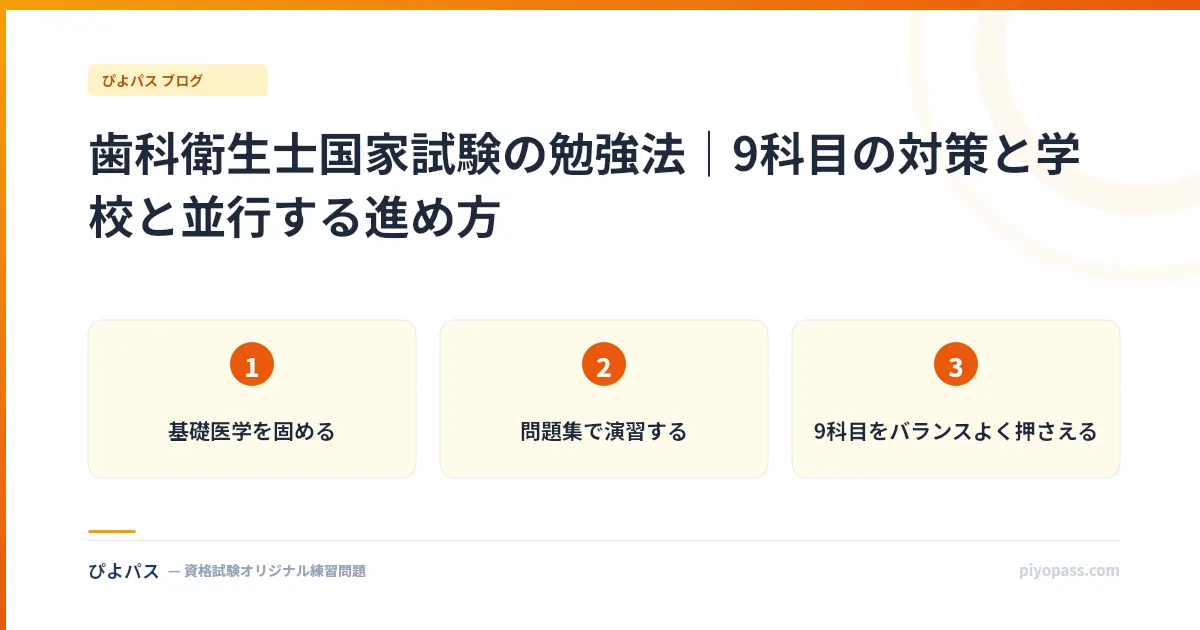 歯科衛生士国家試験の勉強法｜9科目の対策と学校と並行する進め方