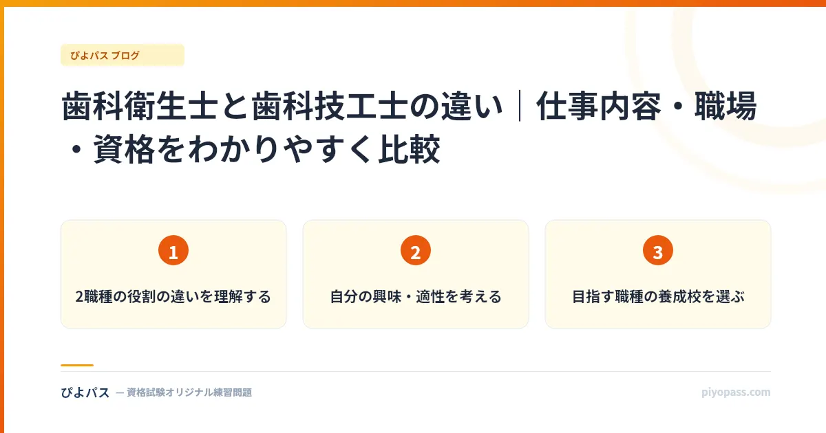 歯科衛生士と歯科技工士の違い｜仕事内容・職場・資格をわかりやすく比較