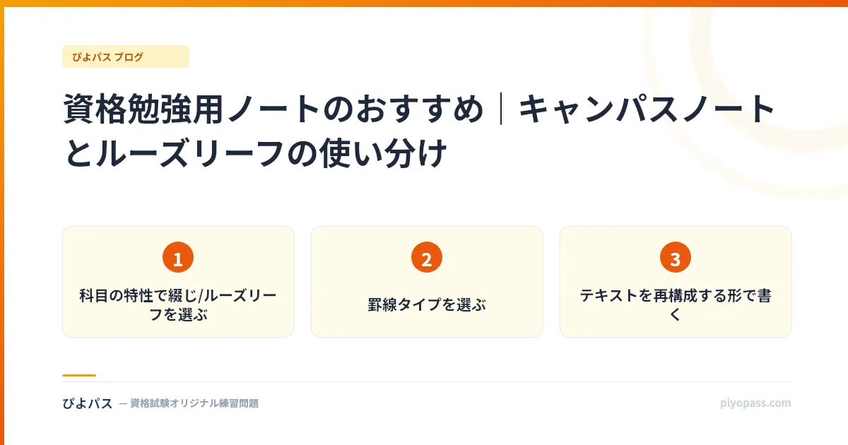 資格勉強用ノートのおすすめ｜キャンパスノートとルーズリーフの使い分け