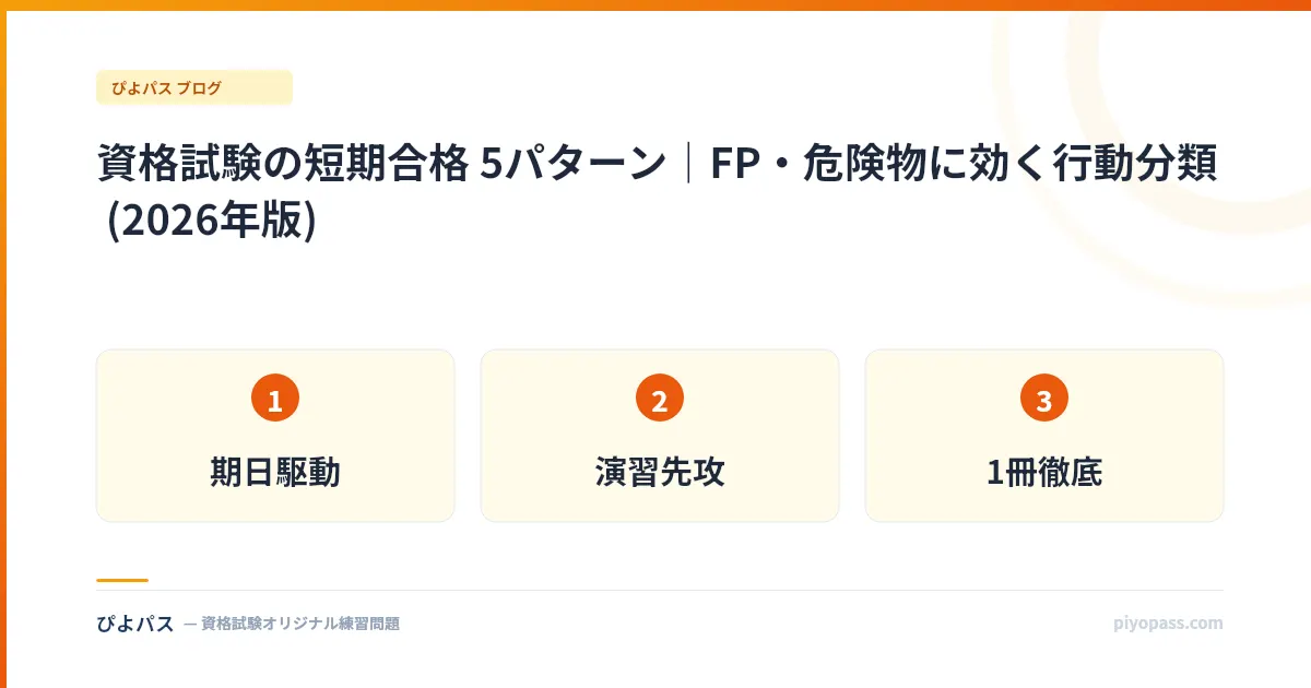 資格試験の短期合格 5パターン｜FP・危険物に効く行動分類 (2026年版)