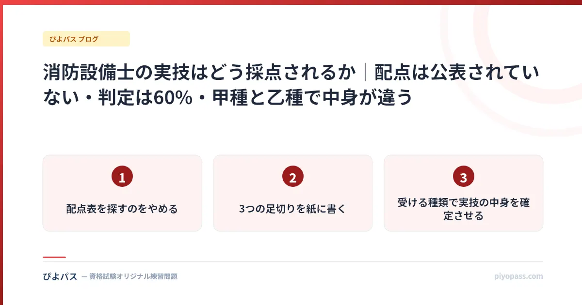 消防設備士の実技はどう採点されるか|配点は公表されていない・判定は60%・甲種と乙種で中身が違う
