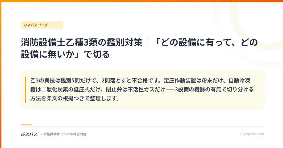 消防設備士乙種3類の鑑別対策｜「どの設備に有って、どの設備に無いか」で切る