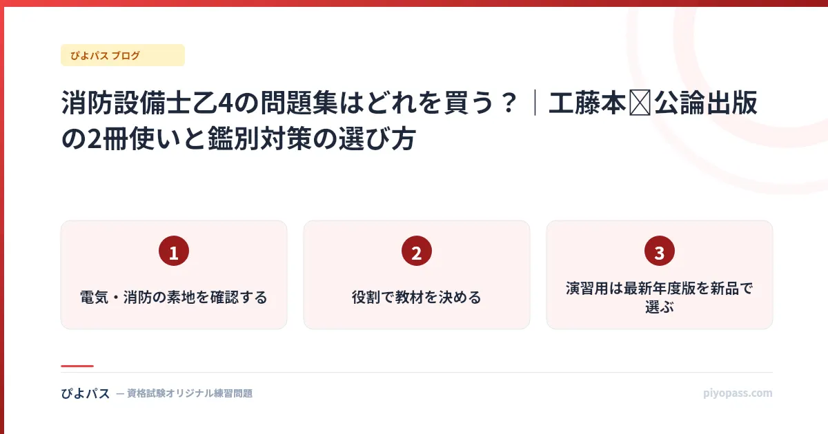 消防設備士乙4の問題集はどれを買う？｜工藤本→公論出版の2冊使いと鑑別対策の選び方