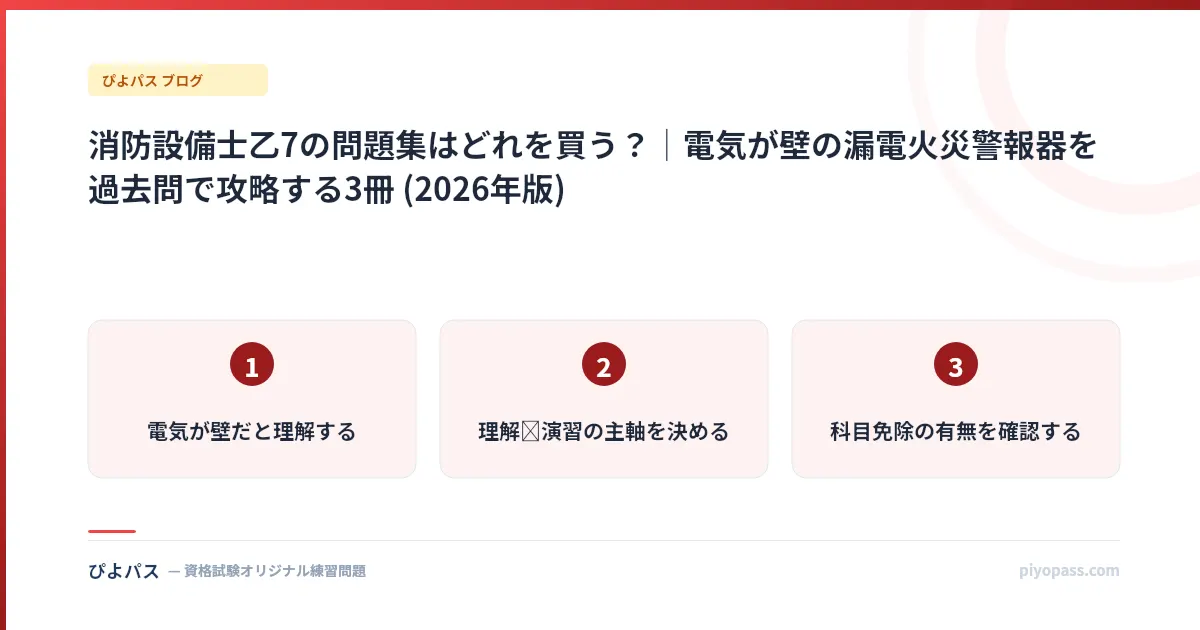 消防設備士乙7の問題集はどれを買う?|電気が壁の漏電火災警報器を過去問で攻略する3冊 (2026年版)