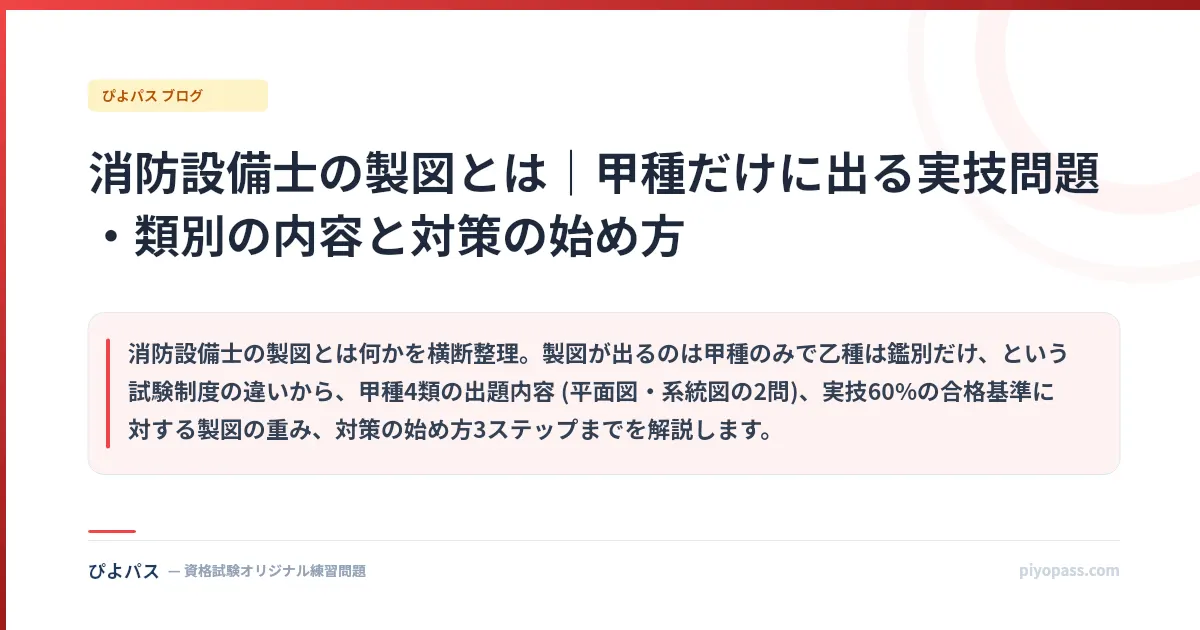 消防設備士の製図とは｜甲種だけに出る実技問題・類別の内容と対策の始め方
