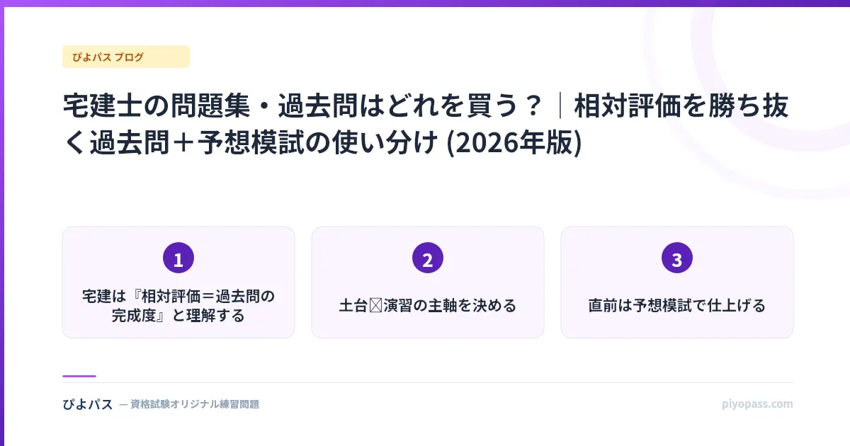 宅建士の問題集・過去問はどれを買う？｜相対評価を勝ち抜く過去問＋予想模試の使い分け (2026年版)