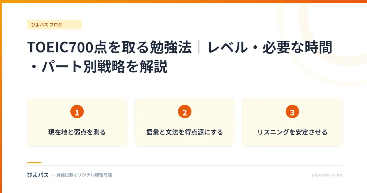 TOEIC700点を取る勉強法｜レベル・必要な時間・パート別戦略を解説