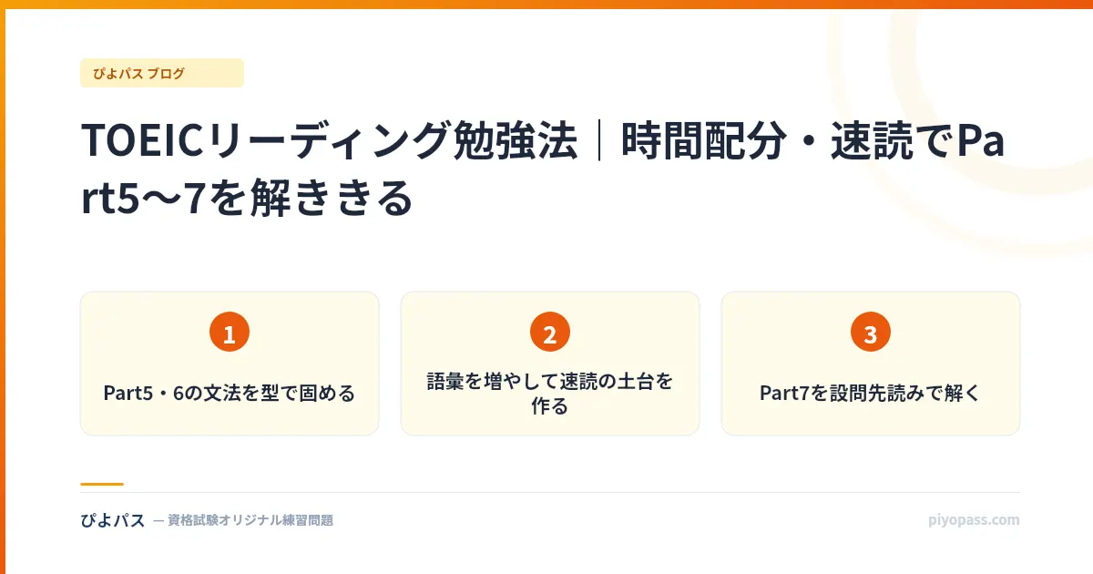 TOEICリーディング勉強法｜時間配分・速読でPart5〜7を解ききる