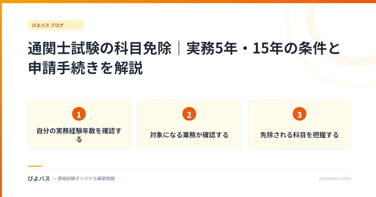 通関士試験の科目免除｜実務5年・15年の条件と申請手続きを解説