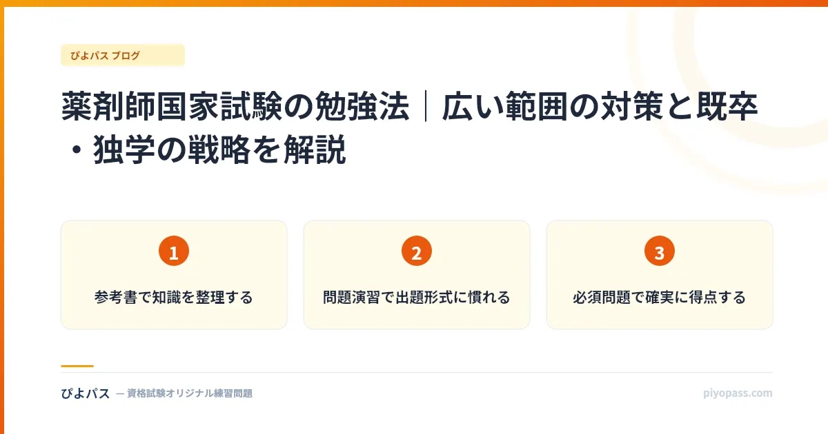 薬剤師国家試験の勉強法｜広い範囲の対策と既卒・独学の戦略を解説